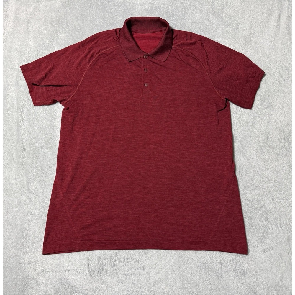 Lululemon Metal Vent Tech Polo Mens XL Red Solid Short Sleeve Golf Performance